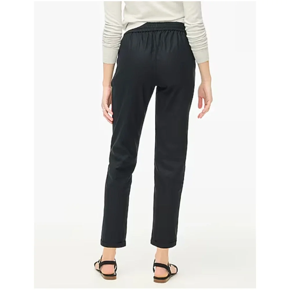 Linen-cotton blend drawstring pant Petite 4